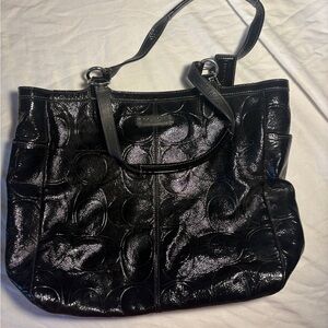 Coach Shiny Black Leather Tote